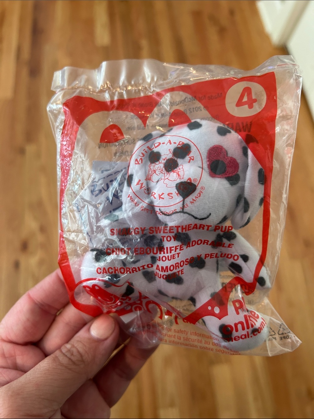 McDonald’s Build-A-Bear Dalmatian Sweetheart Pup Plush (White with Black Hearts)